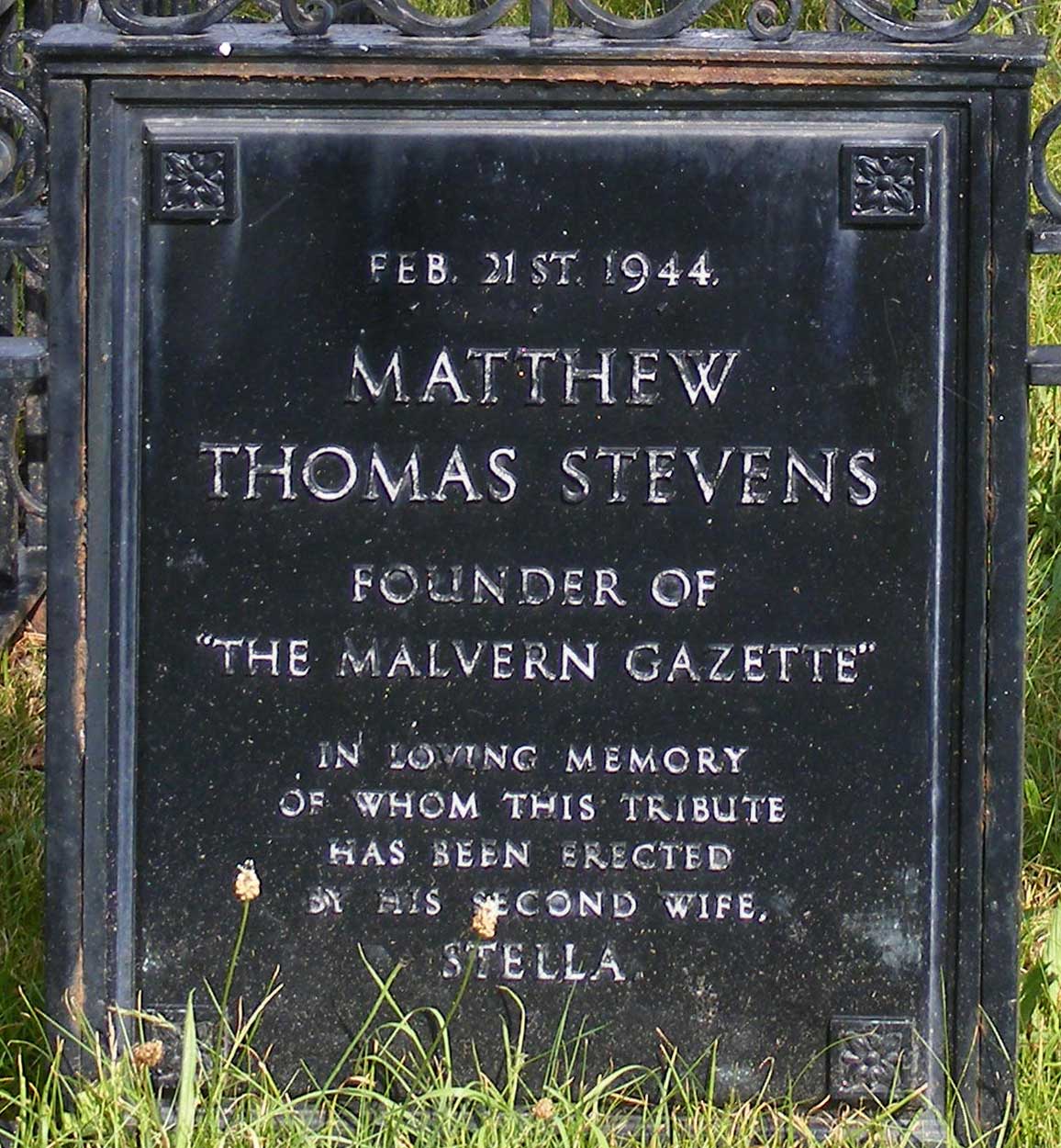 Stevens memorial inscription